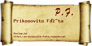 Prikosovits Fáta névjegykártya